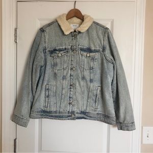 Old Navy Sherpa Acid Wash Jean Jacket XL